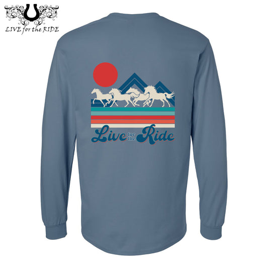 Retro Wild Horses Long Sleeve Tee