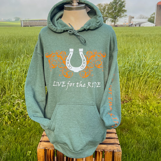 Lucky Horseshoe Hoodie Heather Green
