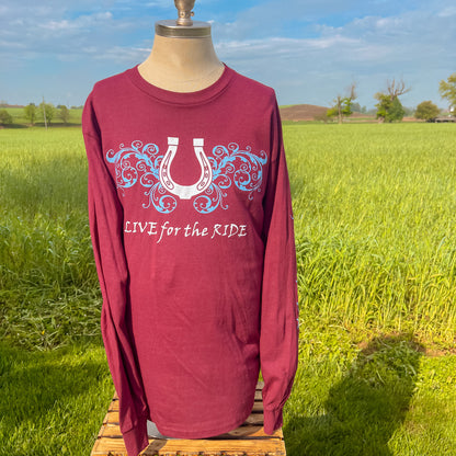 Lucky Horseshoe Long Sleeve Tee Maroon