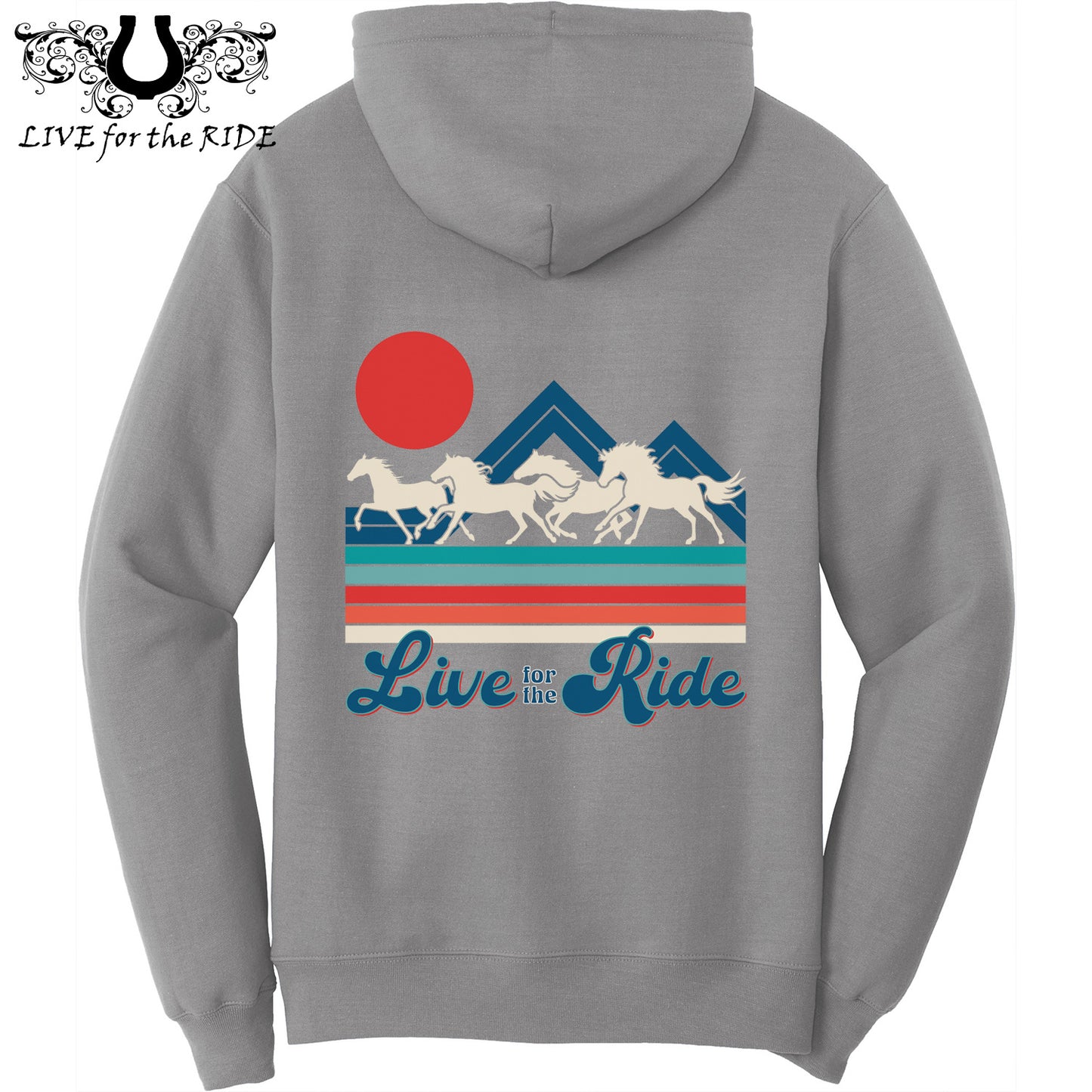Retro Wild Horses Hoodie (Grey)