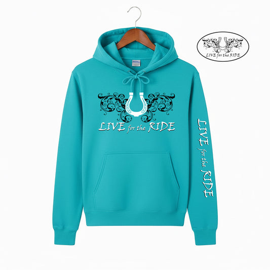 Lucky Horseshoe Hoodie Bright Aqua
