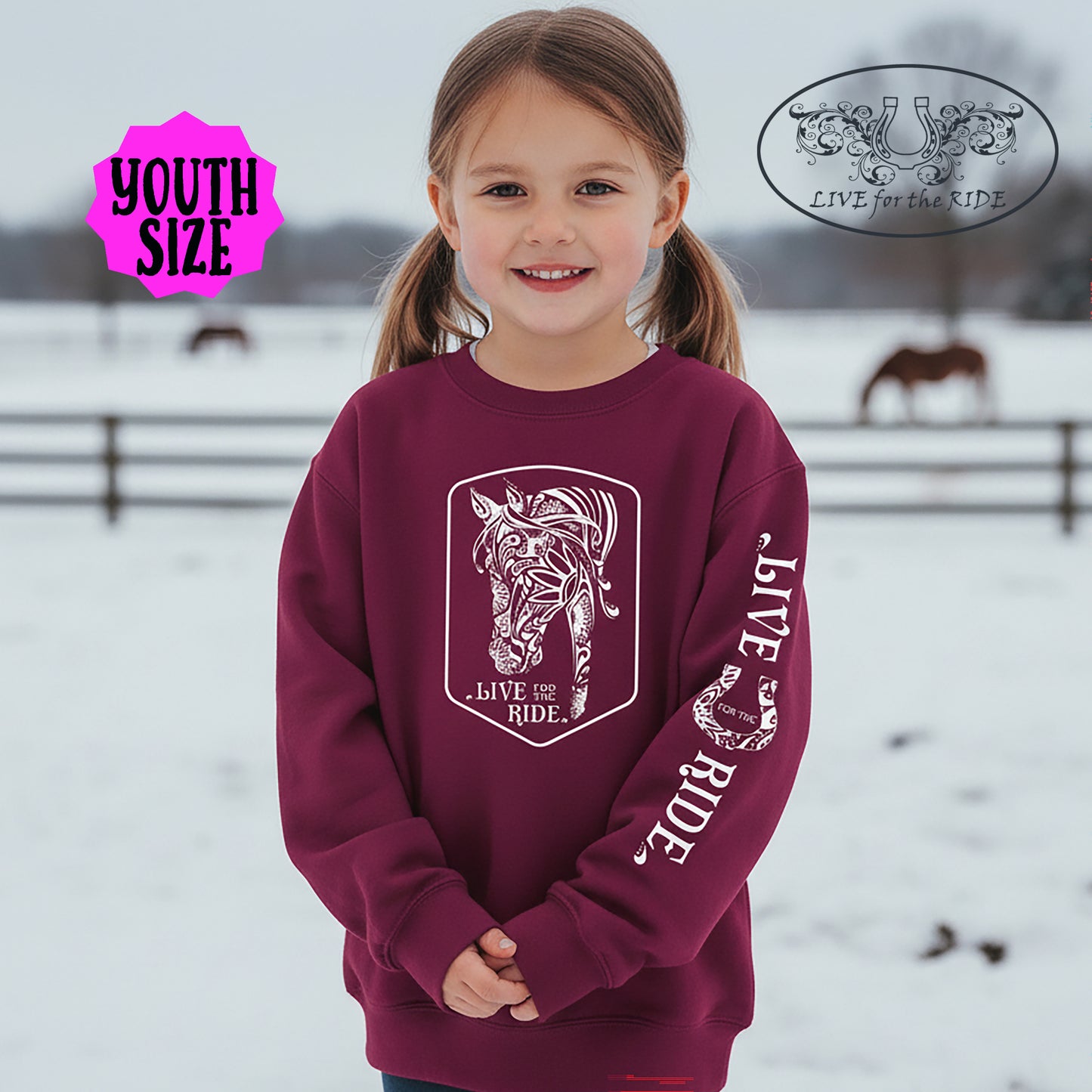 BOHO Horse Crewneck Sweatshirt YOUTH