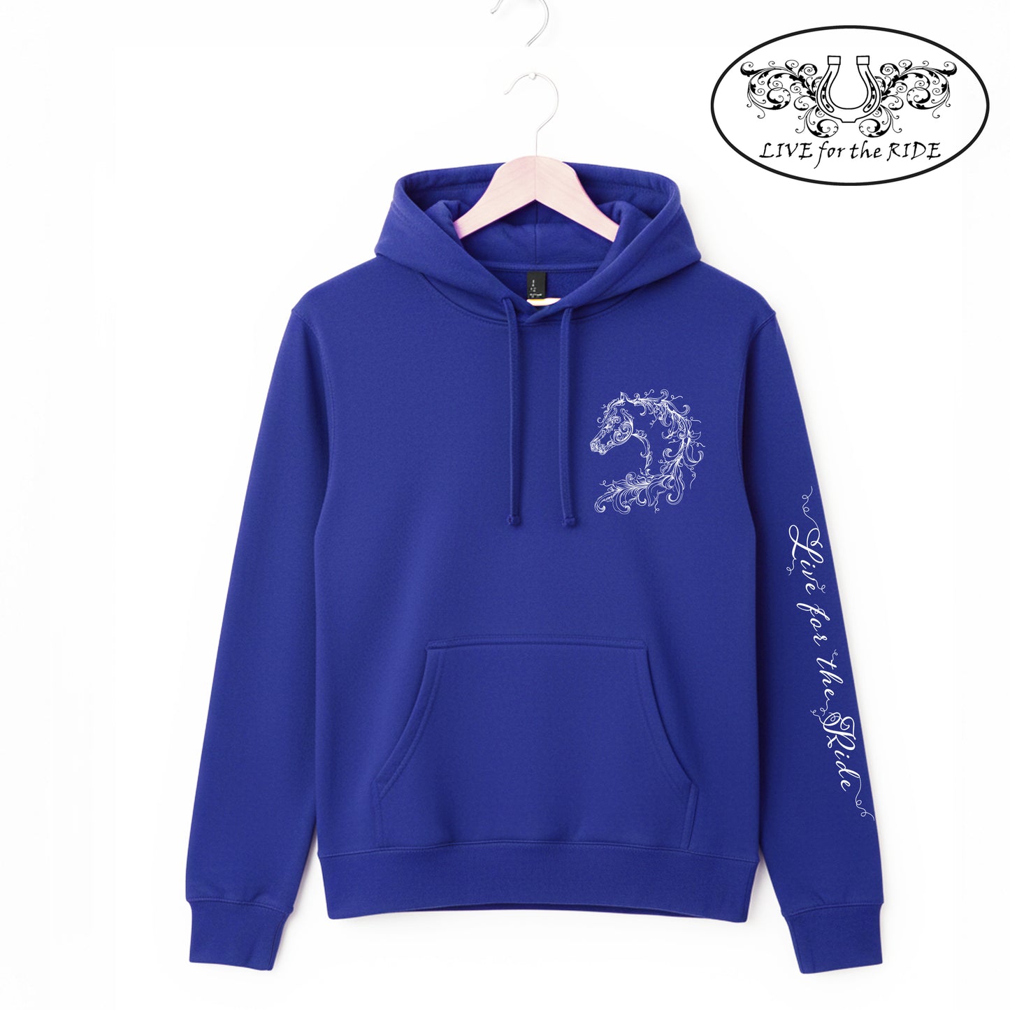 Scroll Horse Hoodie (Deep Royal)