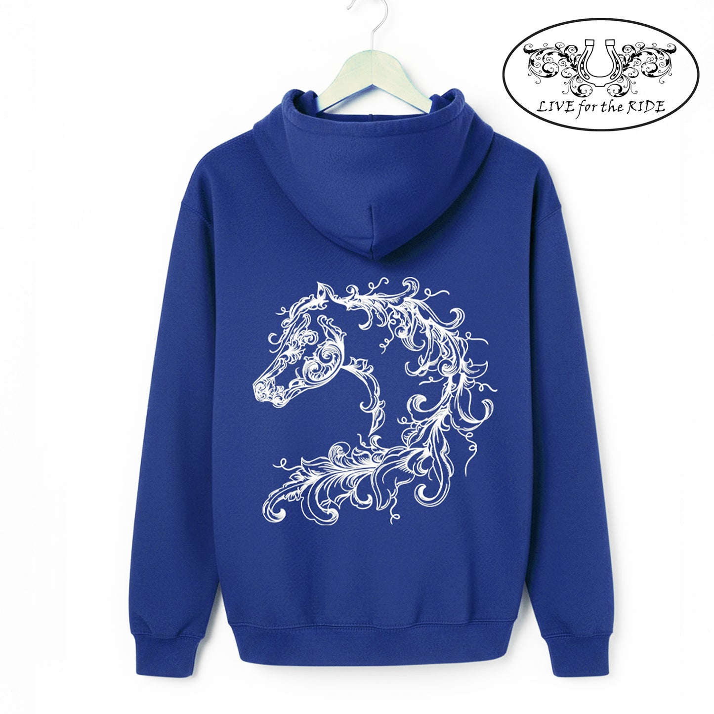 Scroll Horse Hoodie (Deep Royal)