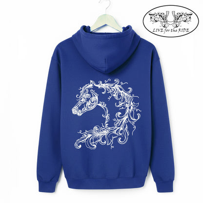 Scroll Horse Hoodie (Deep Royal)