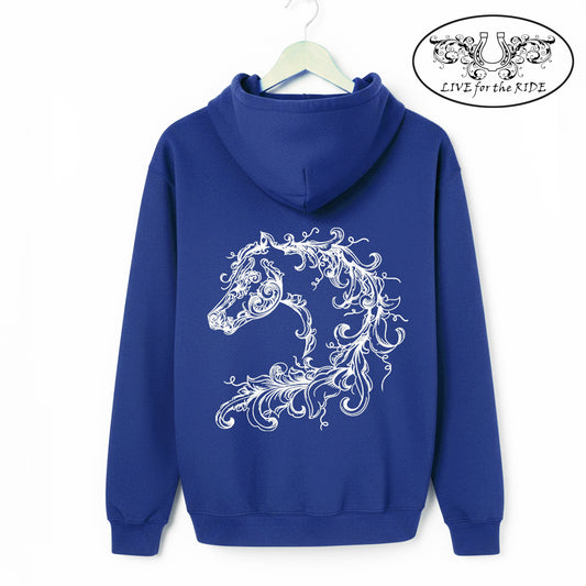 Scroll Horse Hoodie (Deep Royal)