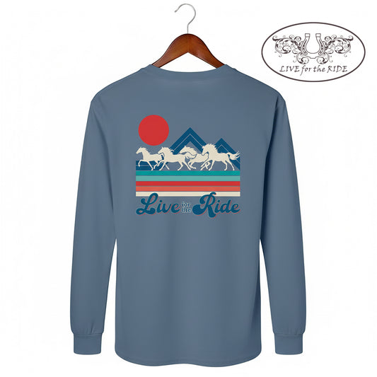 Retro Wild Horses Long Sleeve Tee
