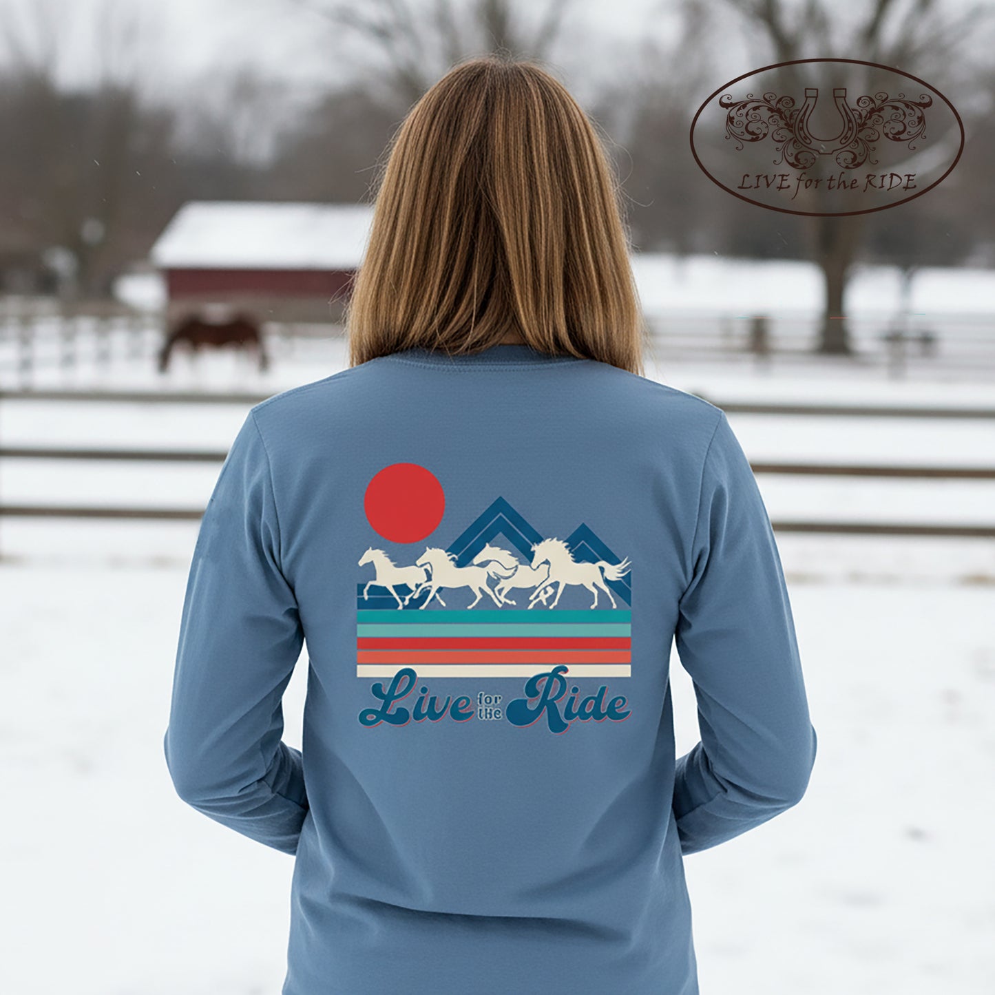 Retro Wild Horses Long Sleeve Tee