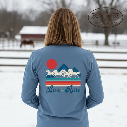 Retro Wild Horses Long Sleeve Tee