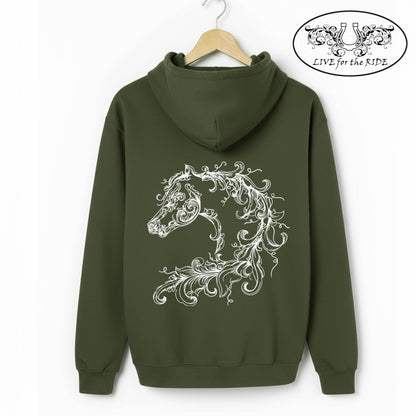 Scroll Horse Hoodie (Olive)