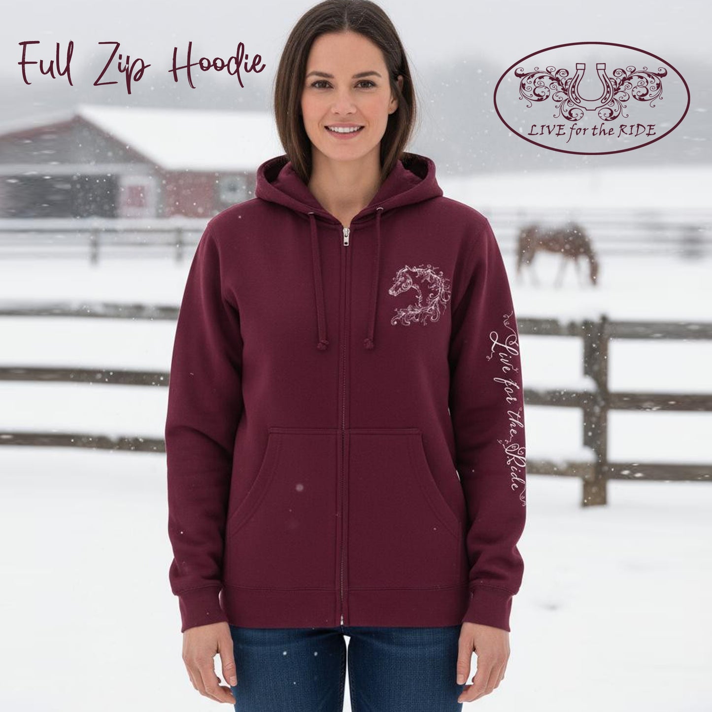 Scroll Horse Hoodie Full Zip
